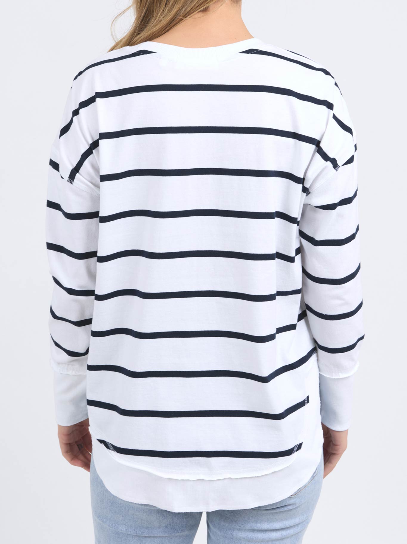FOXWOOD FARRAH STRIPE LONG SLEEVE TEE (White Navy)