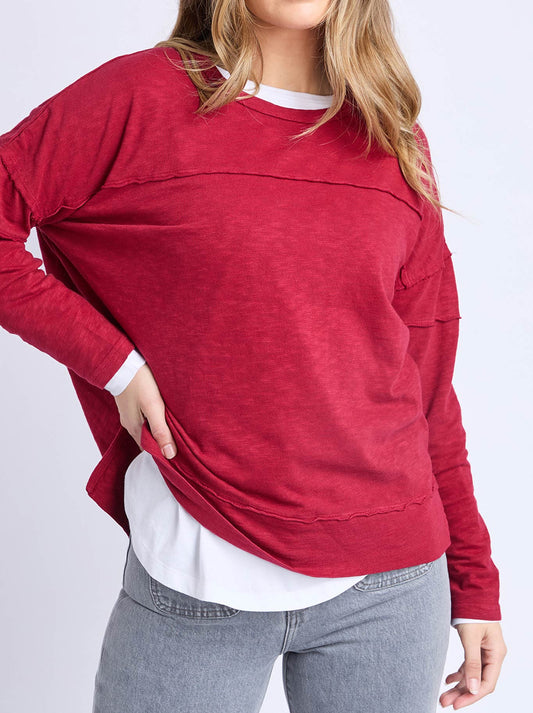 Image of a model wearing Tops. Product name - Foxwood Jayne Throw On Top in Ash Rose colour by brand - Foxwood