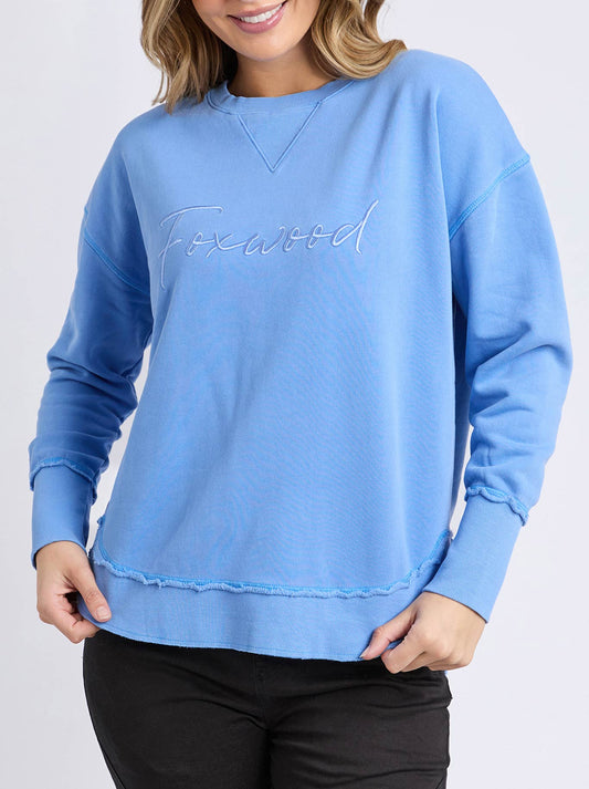 Image of a model wearing Tops. Productname: FOXWOOD SIGNATURE CREW in Azurine colour by brand - Foxwood