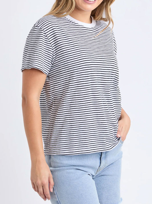Foxwood Hutch Stripe Tee (White/Black)