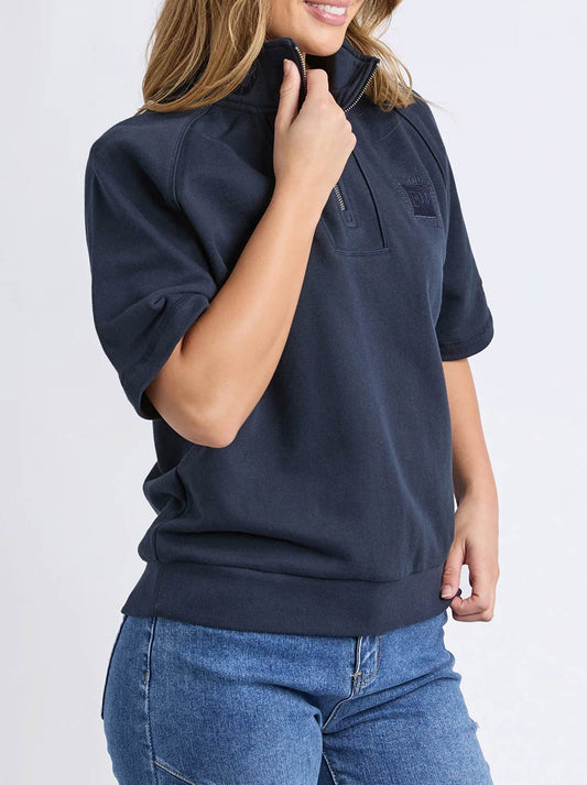 FOXWOOD PIPED CREW SOLID (Navy)