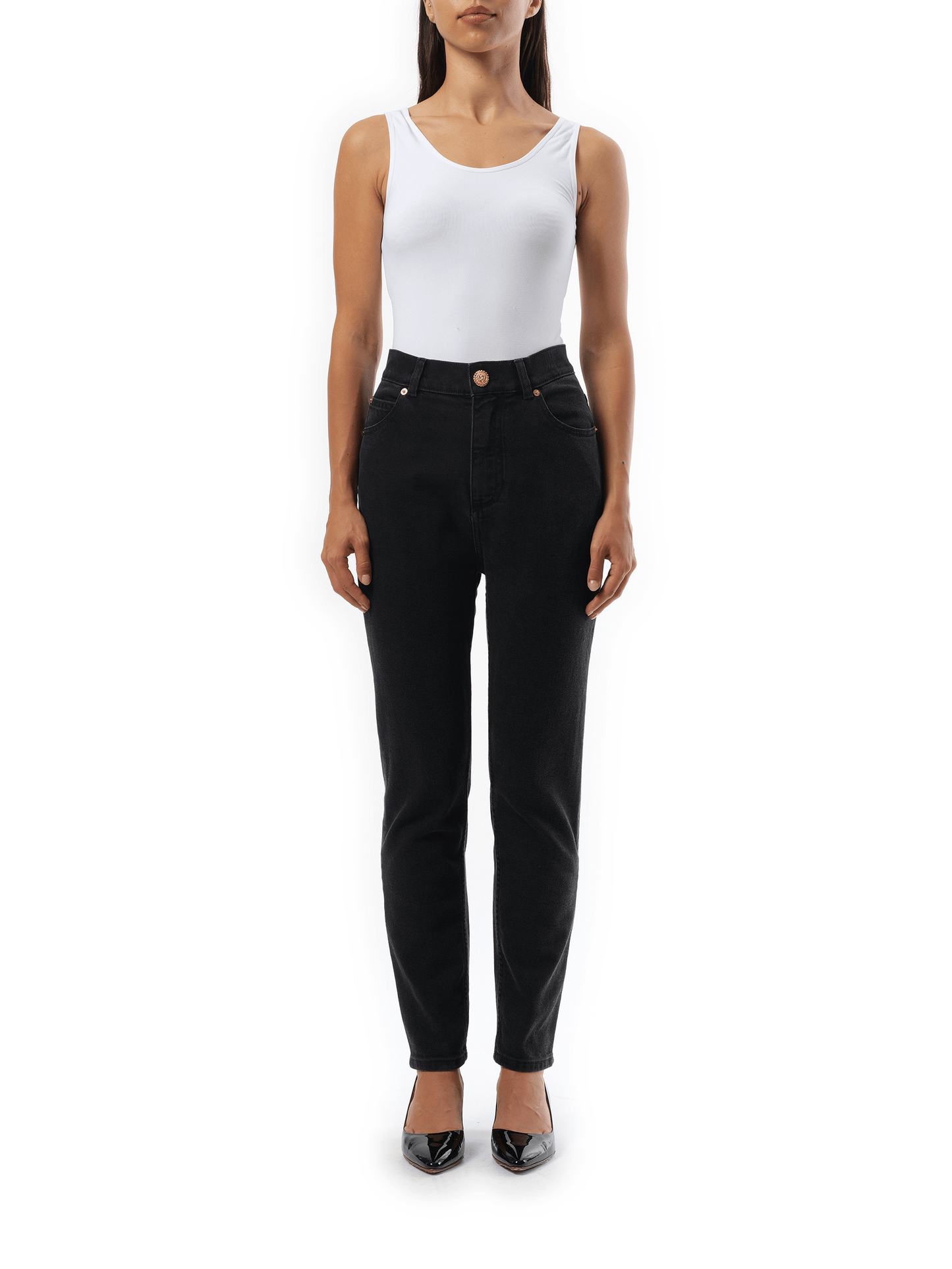 BALMAIN 5 Pockets Slim Black Washed Denim (Black)
