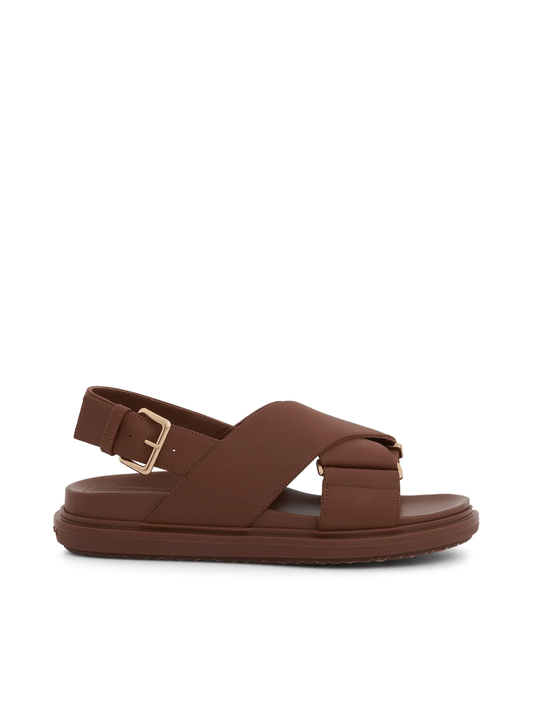 Image of Sandals. Productname: MARNI Fussbett Criscross Sandal in Gold Brown colour by brand - MARNI