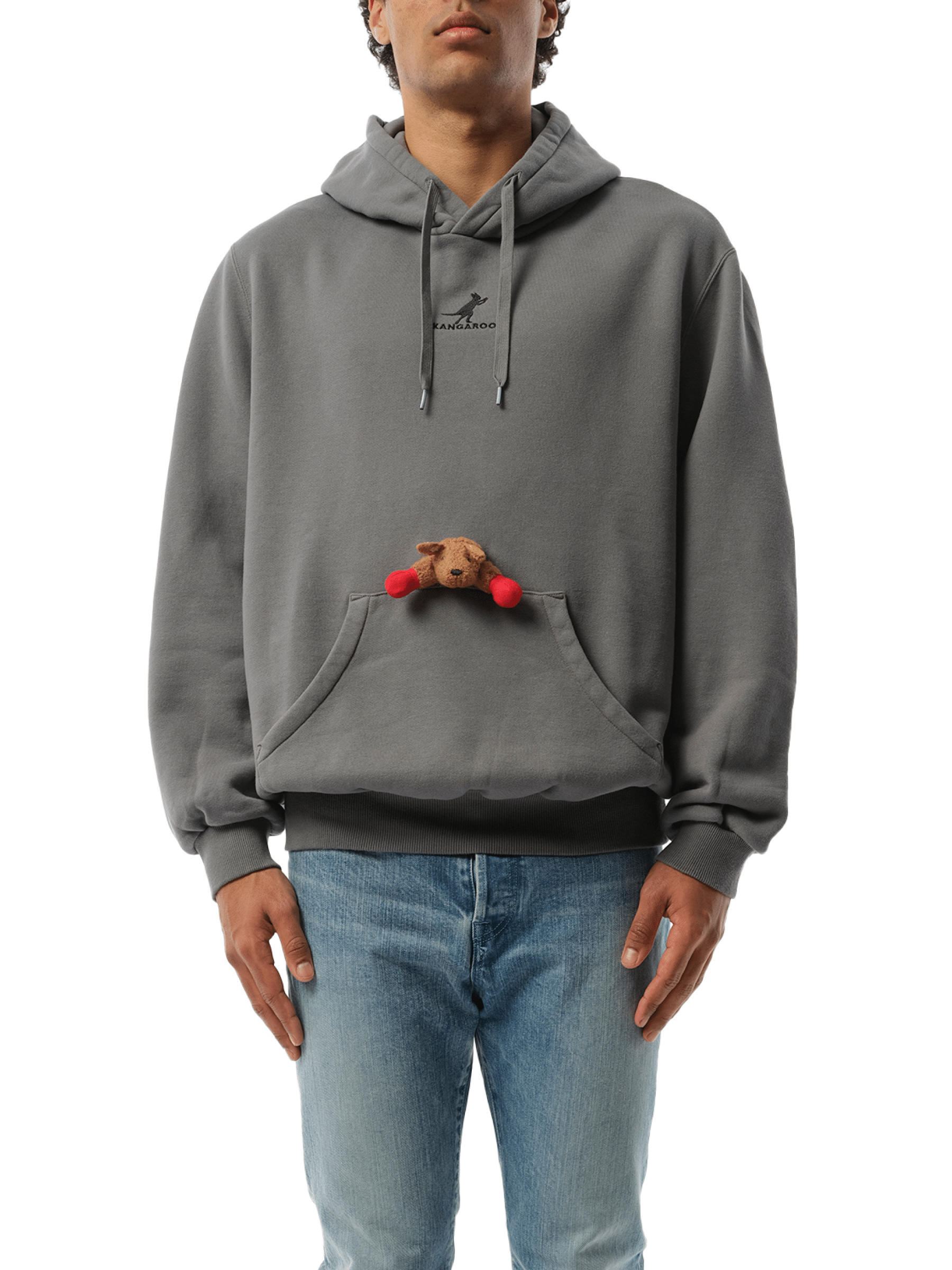 Image of a model wearing Outerwear. Product name - Doublet x Marais Hoodie in Grey colour by brand - DOUBLET