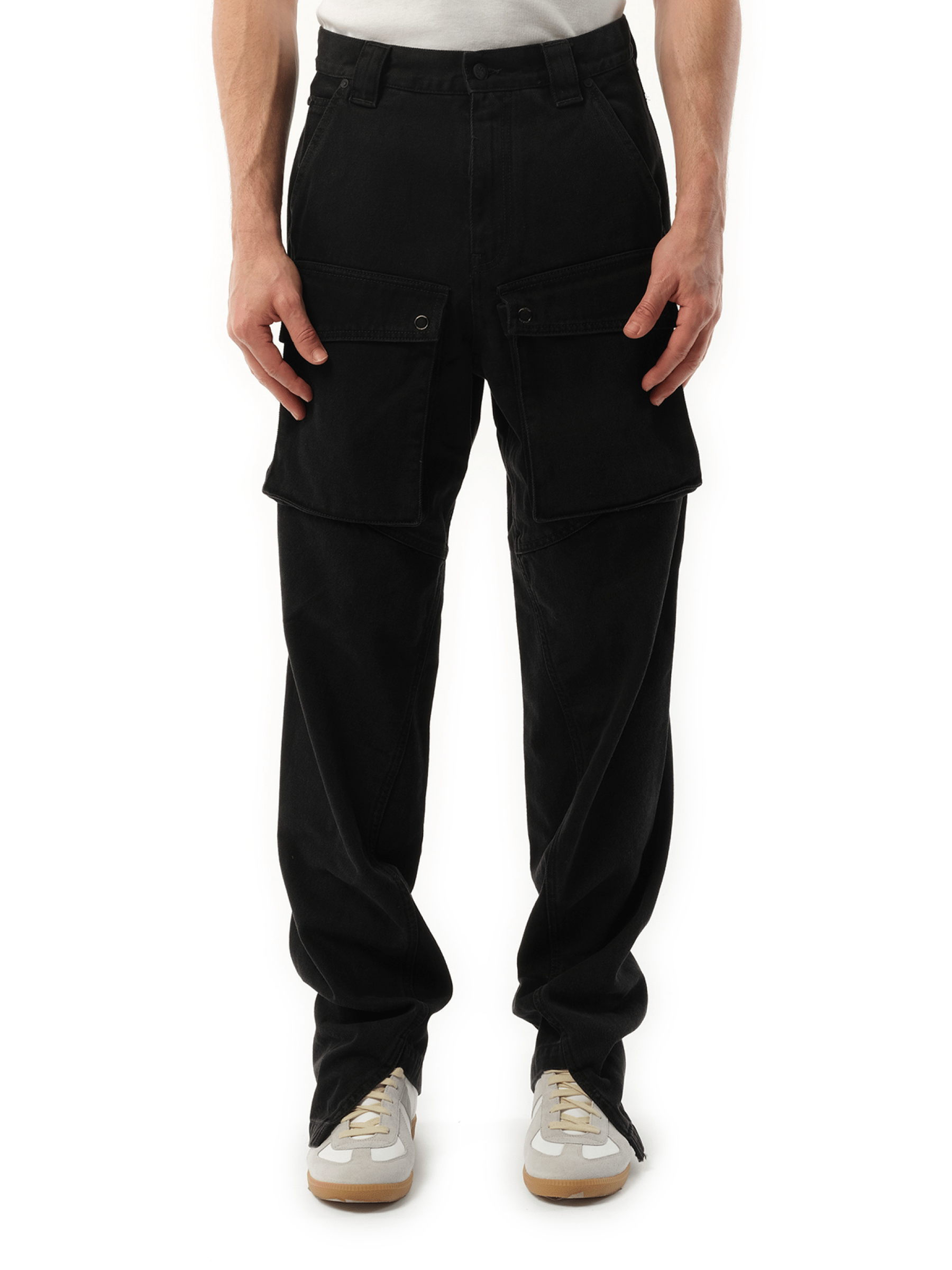 Image of a model wearing Denim. Productname: OFF-WHITE Pivot Workwear Vintage Jeans in BLACK colour by brand - OFF-WHITE