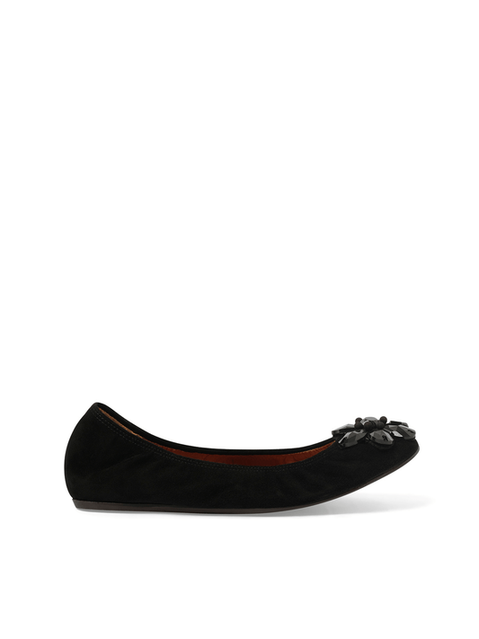 Image of Flats. Productname: LANVIN Embroided Flat Shoes in BLACK colour by brand - LANVIN