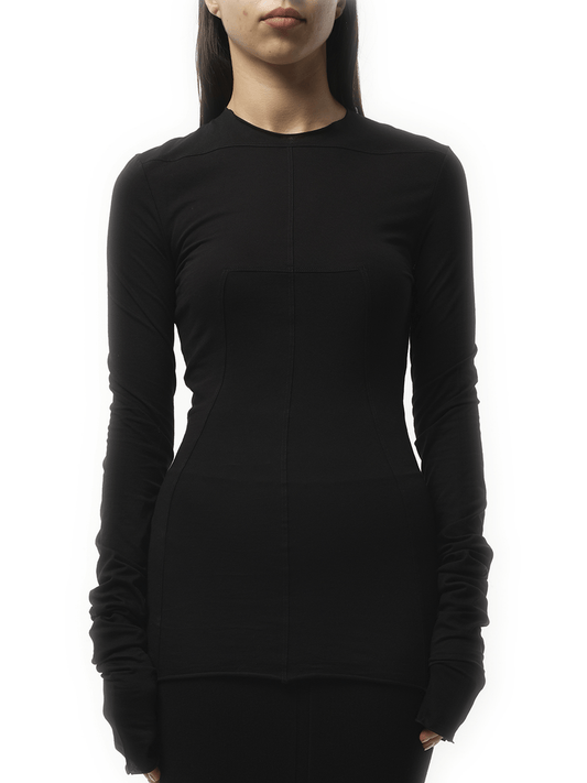 Image of a model wearing Tops. Productname: RICK OWENS Lido Top in BLACK colour by brand - RICK OWENS
