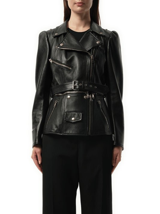 Image of Others. Productname: ALEXANDER MCQUEEN Zip Dt Biker in Black colour by brand - ALEXANDER MCQUEEN