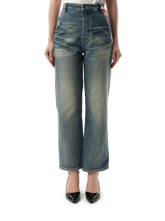 Image of a model wearing Denim. Productname: FAX COPY EXPRESS Washed Straight-Cut Jeans in Light Blue colour by brand - FAX COPY EXPRESS