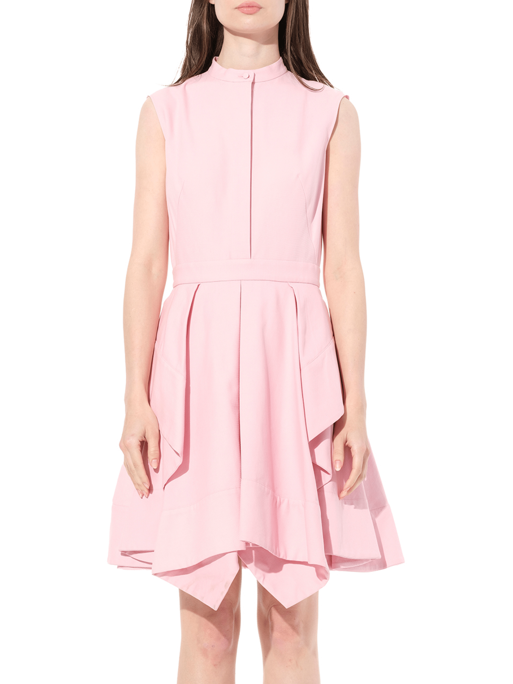 Image of a model wearing Dress. Productname: ALEXANDER MCQUEEN Cotton Piquet Dress in Pink colour by brand - ALEXANDER MCQUEEN