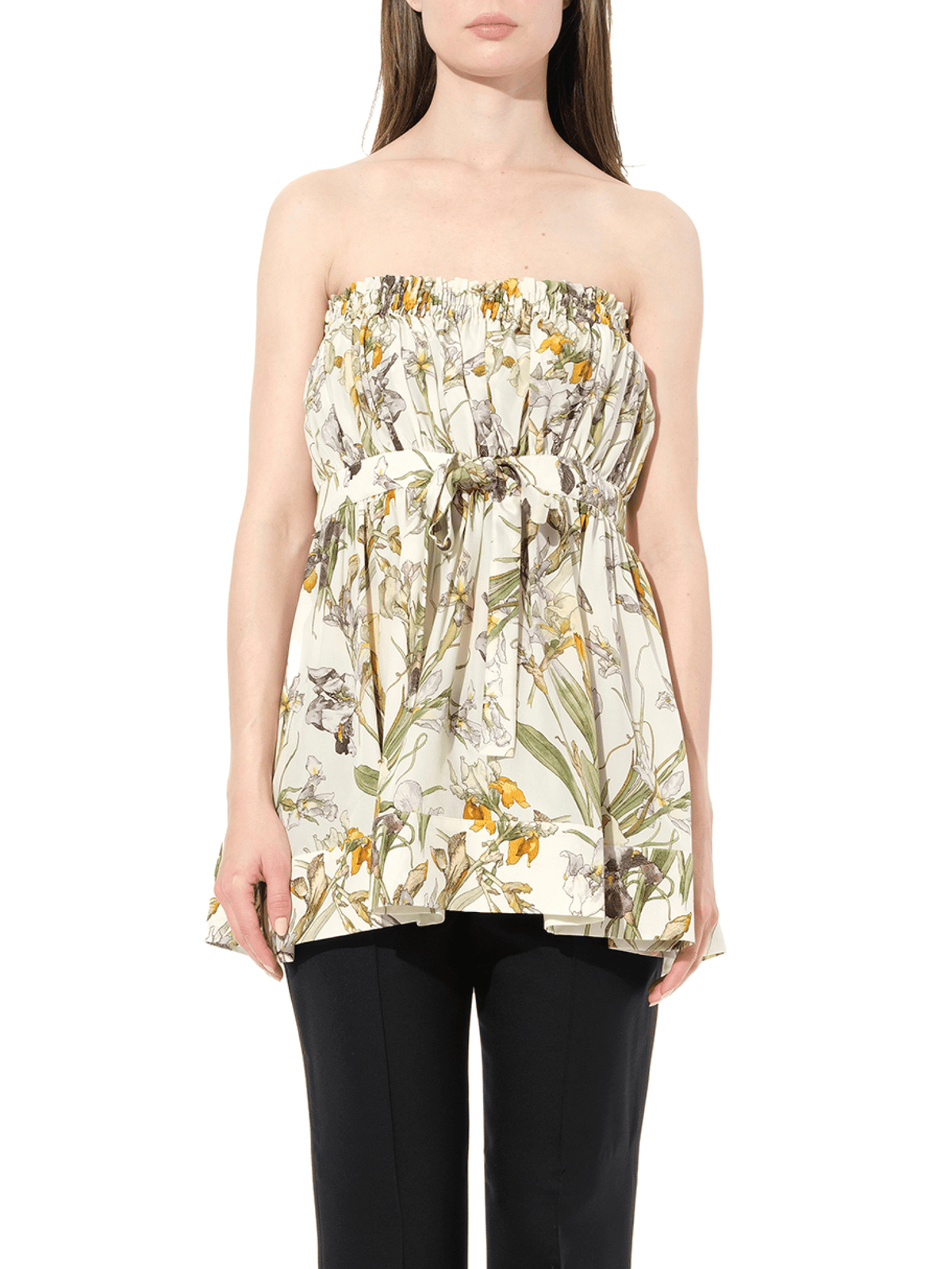 Image of Dresses. Product name - Iris Print Dress in White colour by brand - ALEXANDER MCQUEEN