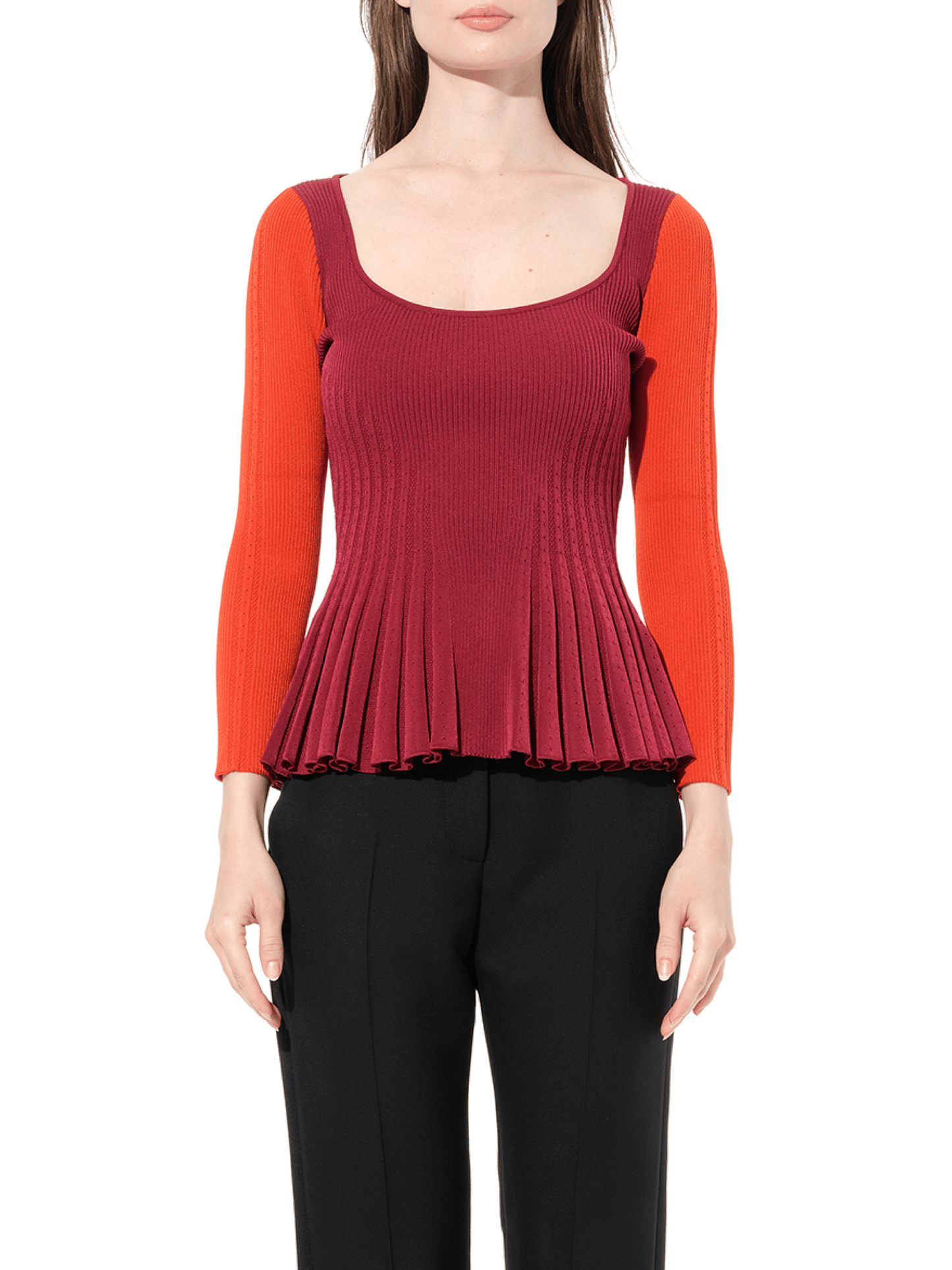 Image of a model wearing Outerwear. Productname: ALEXANDER MCQUEEN Scoop Knitwear in Rose colour by brand - ALEXANDER MCQUEEN