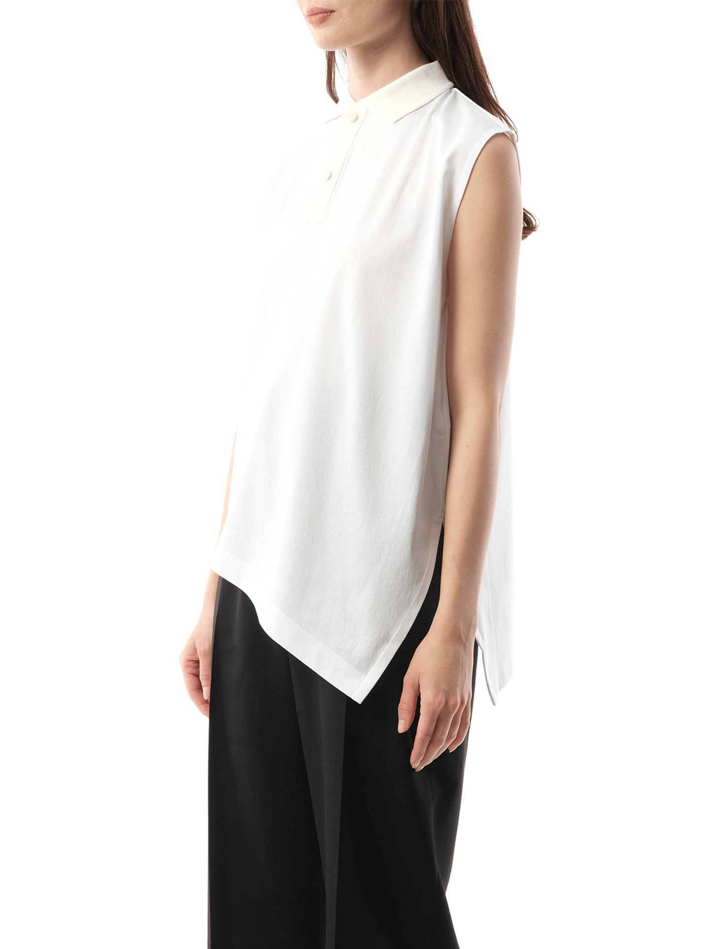 SACAI Cotton Poplin x Cotton Jersey Polo (White)