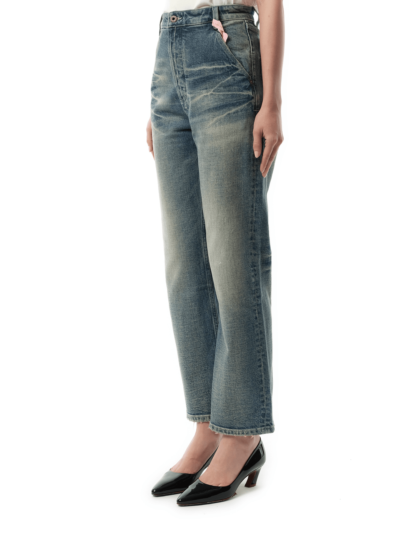 FAX COPY EXPRESS Washed Straight-Cut Jeans (Blue)