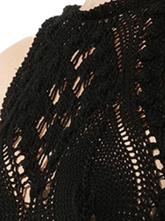 BALMAIN Long Crochet Knit Dress (Black)