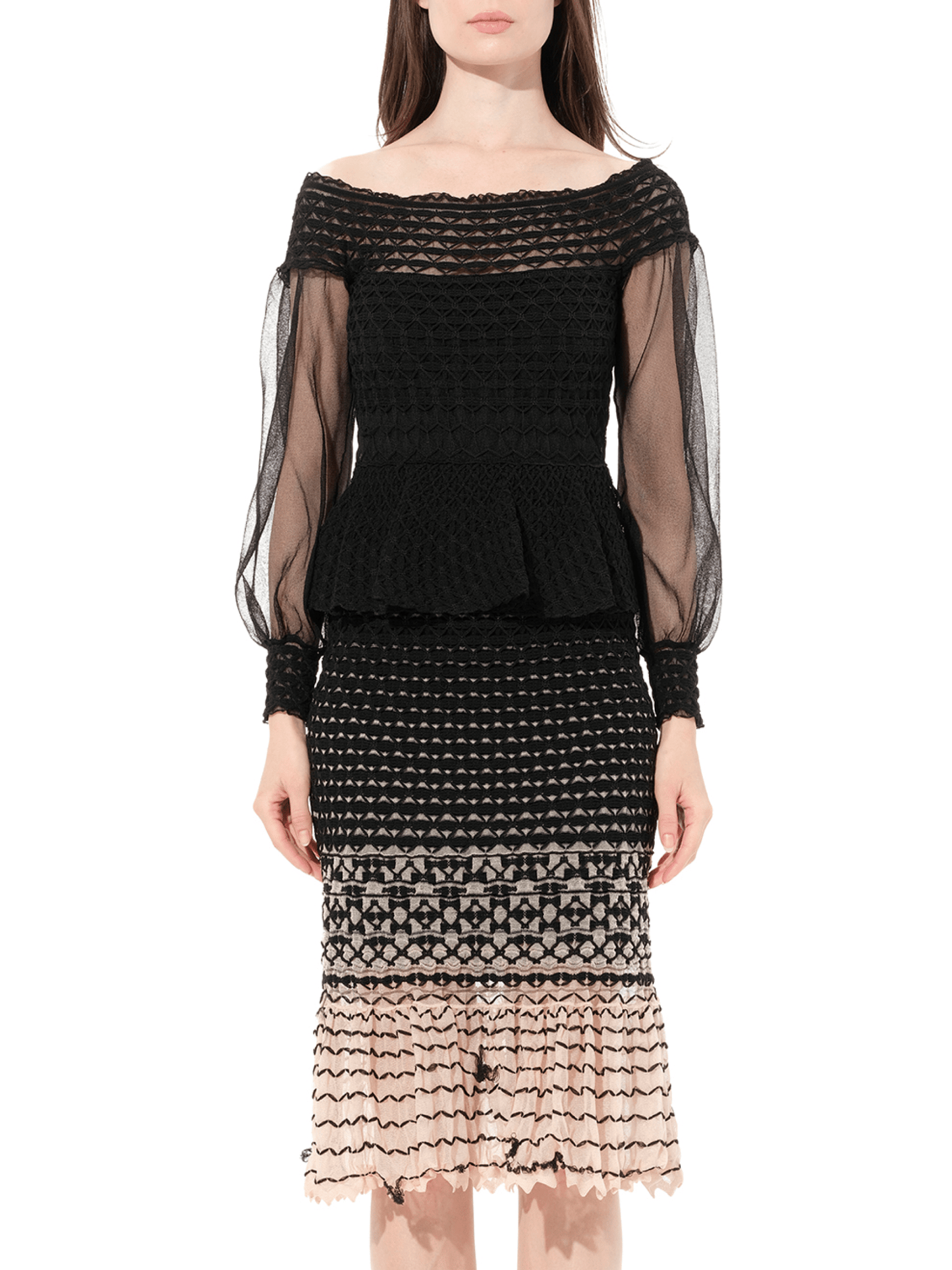 Image of a model wearing Dress. Productname: ALEXANDER MCQUEEN Criss Cross Dress in Black colour by brand - ALEXANDER MCQUEEN