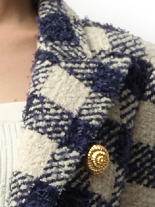BALMAIN 6 Button Tweed Jacket (Marine White)