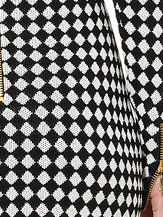 BALMAIN Maille Knit Dress (Black White Check)