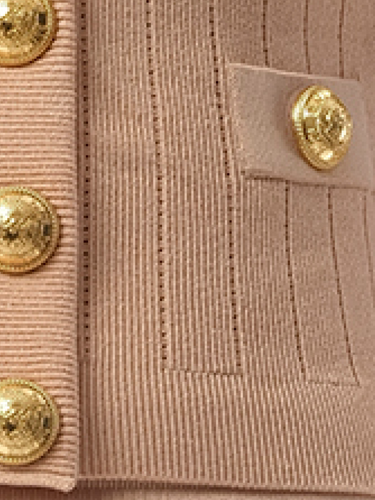 BALMAIN V-Neck 2 Pockets Buttoned Knit Cardigan (Nude Rose)