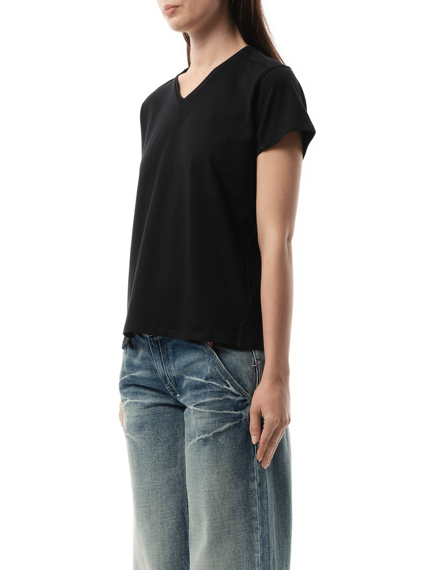 FAX COPY EXPRESS V-Neck Short Sleeve T-Shirt (Black)