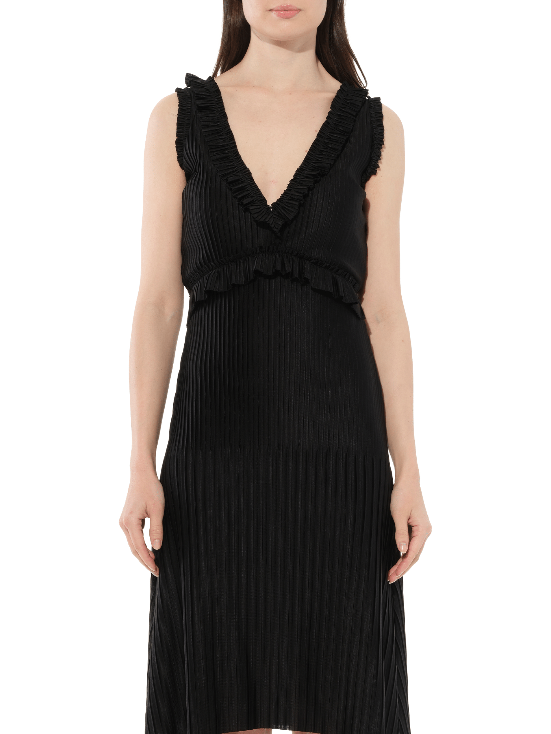 Image of a model wearing Dress. Productname: GIVENCHY Short Pleated Dress in Black colour by brand - GIVENCHY