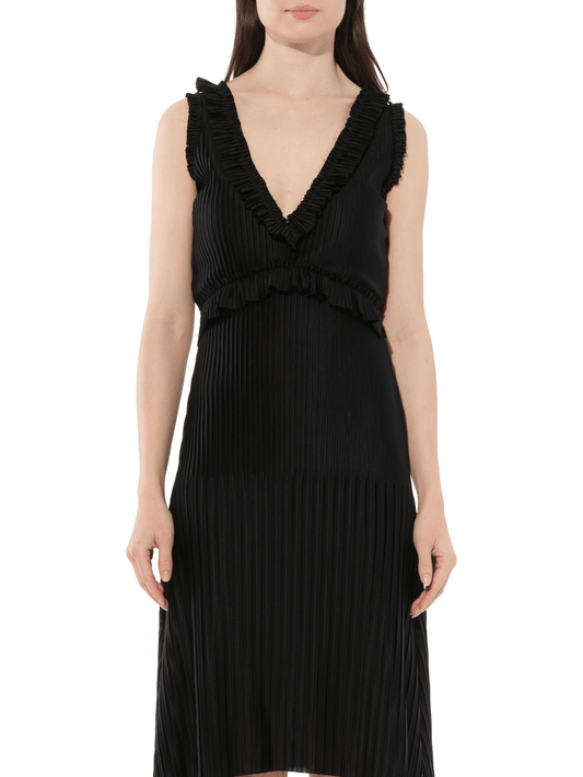 Image of a model wearing Dress. Productname: GIVENCHY Short Pleated Dress in Black colour by brand - GIVENCHY