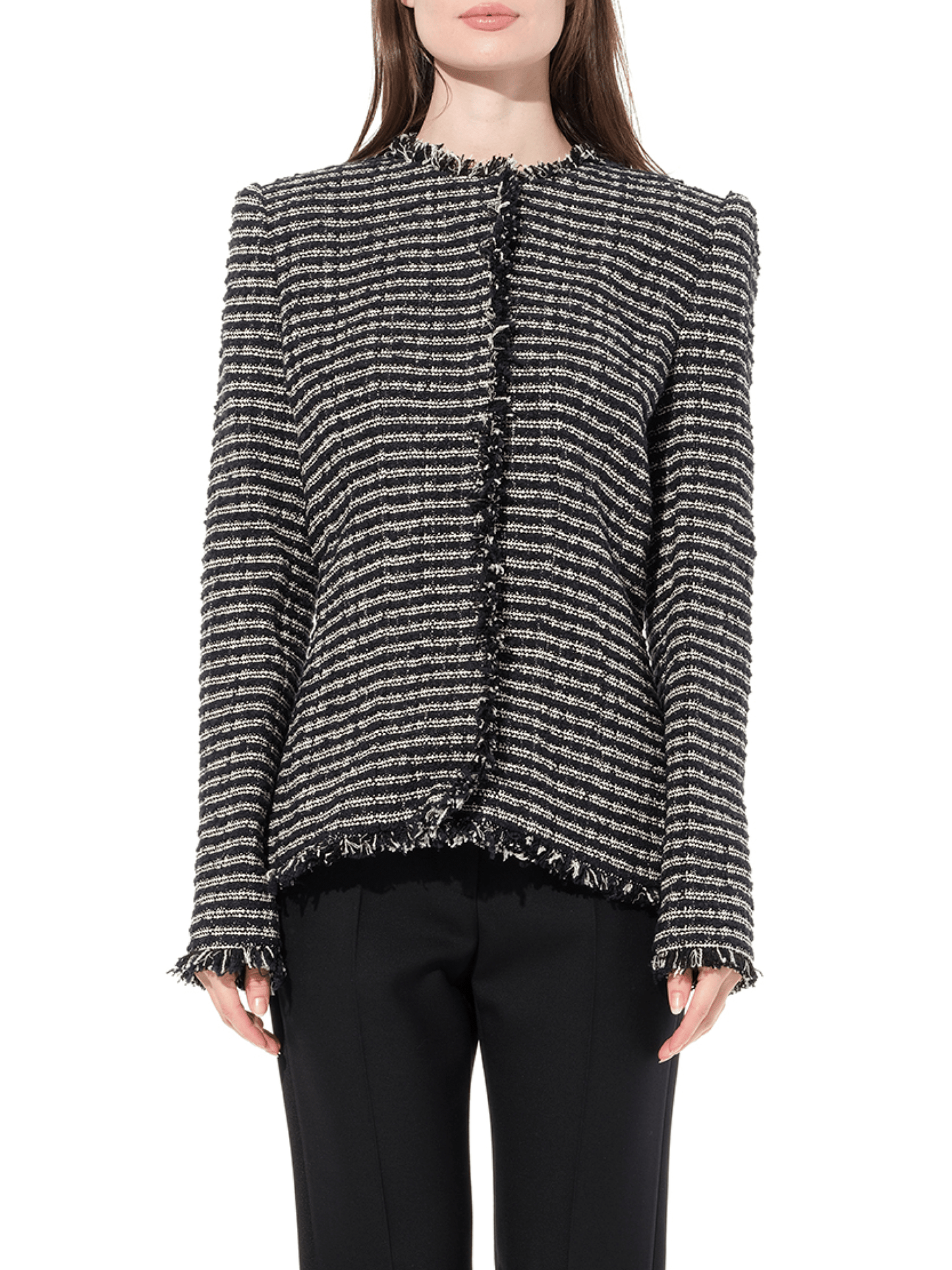 Image of Coats & Jackets. Product name - Boucle Tweed Jacket in Black colour by brand - ALEXANDER MCQUEEN