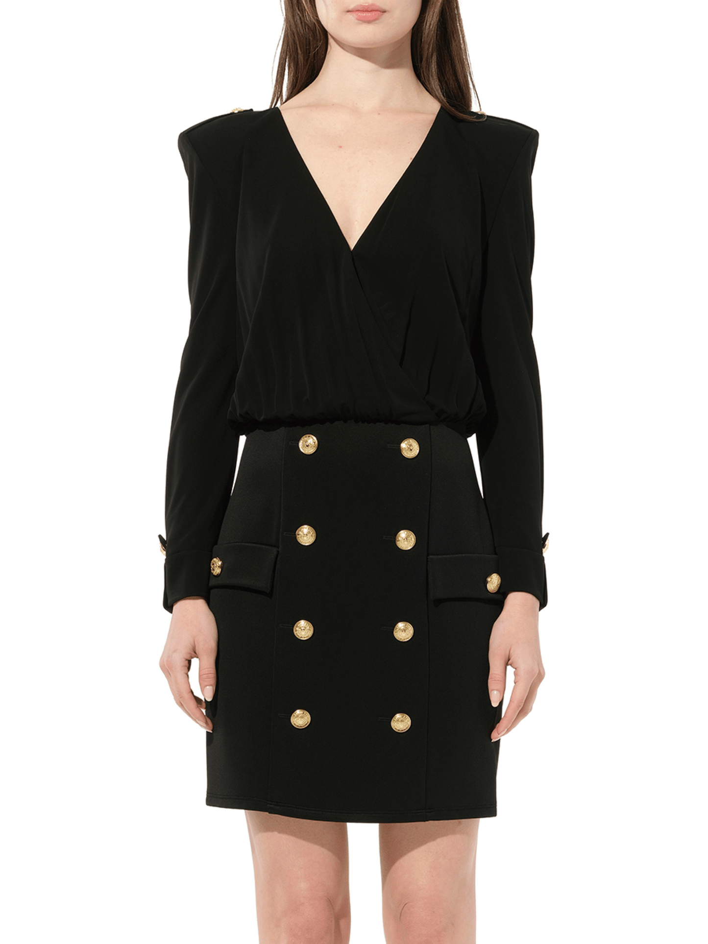 Image of Dresses. Productname: BALMAIN 7 Buttons Dress in BLACK colour by brand - BALMAIN