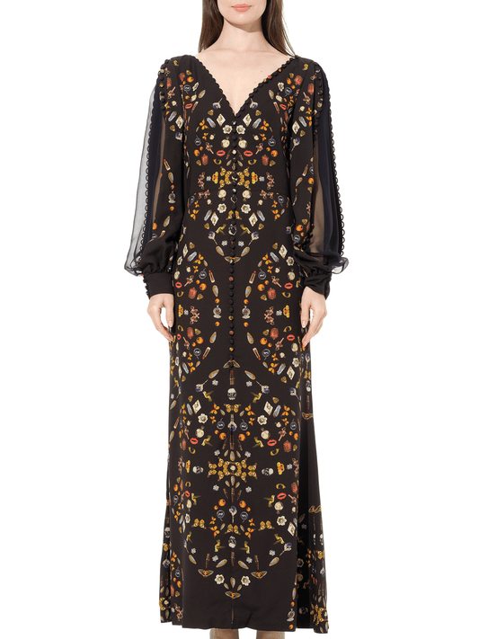Image of Dresses. Productname: ALEXANDER MCQUEEN IV Long Sleeve Silk Dress in BLACK colour by brand - ALEXANDER MCQUEEN