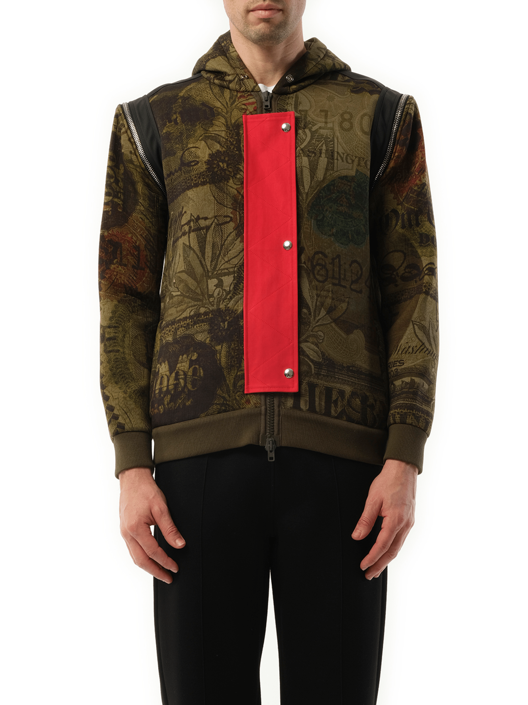 Image of a model wearing Outerwear. Productname: GIVENCHY Podium Dollar Hoodie in GREEN colour by brand - GIVENCHY