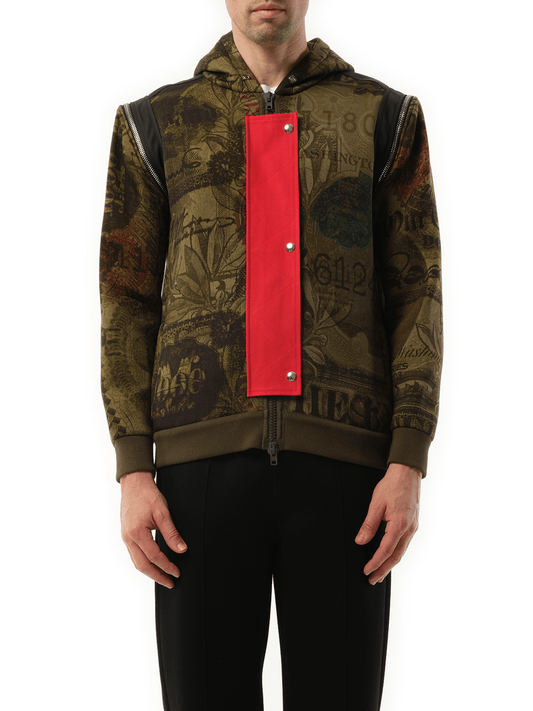 Image of a model wearing Outerwear. Productname: GIVENCHY Podium Dollar Hoodie in GREEN colour by brand - GIVENCHY