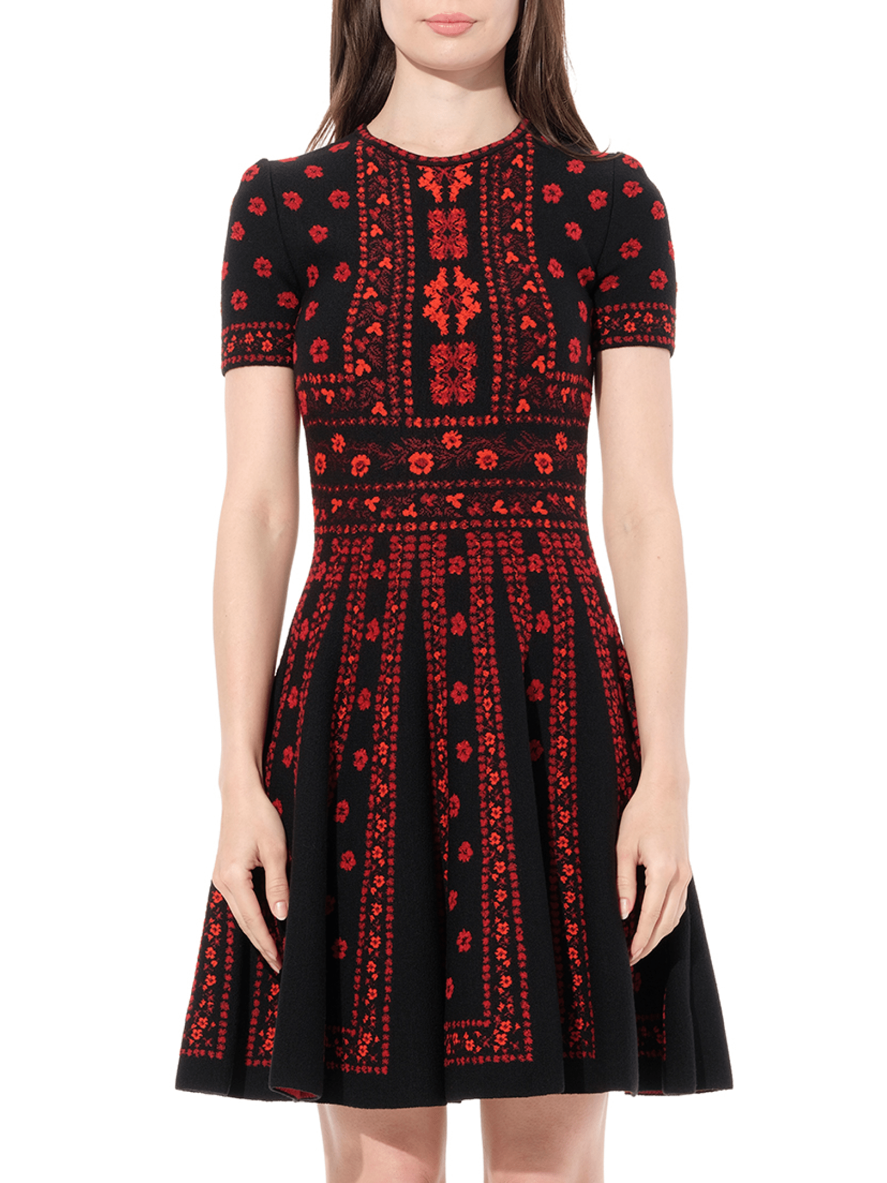 Image of Dresses. Productname: ALEXANDER MCQUEEN Flower Jacquard Dress in BLACK colour by brand - ALEXANDER MCQUEEN