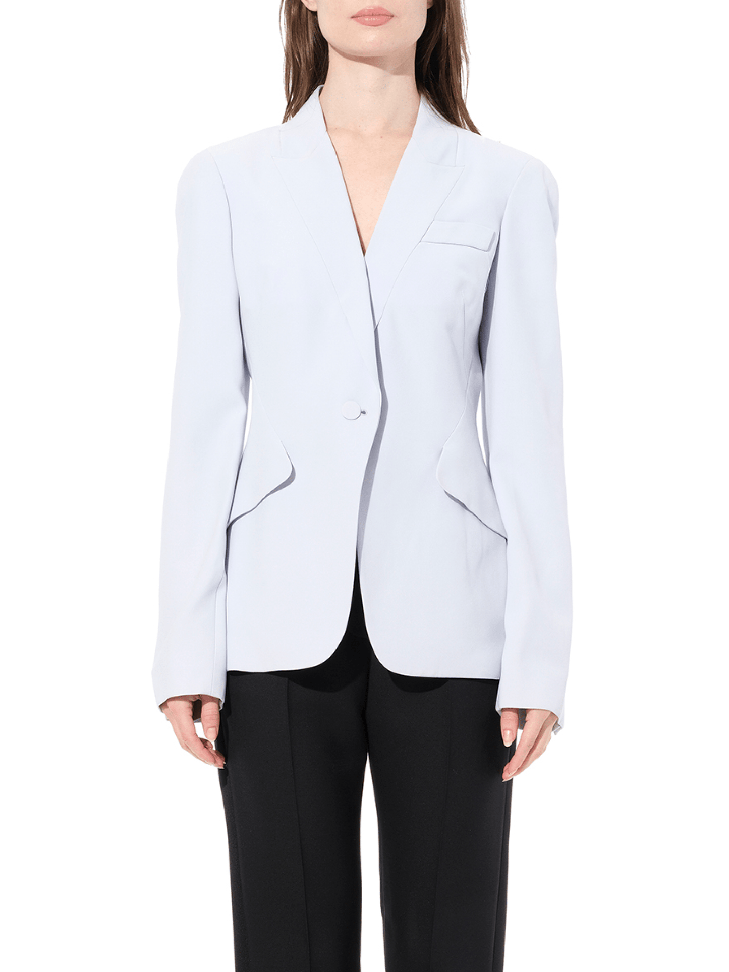 Image of a model wearing Outerwear. Productname: ALEXANDER MCQUEEN Jacket in Blue colour by brand - ALEXANDER MCQUEEN