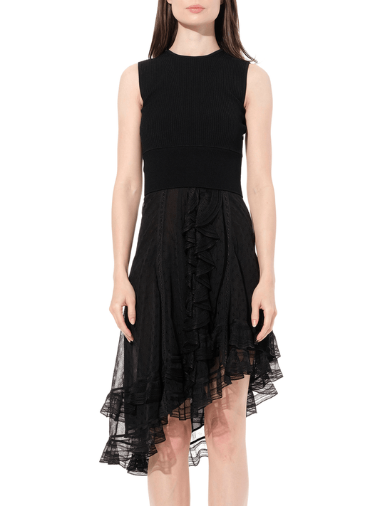 Image of a model wearing Dress. Productname: ALEXANDER MCQUEEN Mini Dress in Black colour by brand - ALEXANDER MCQUEEN