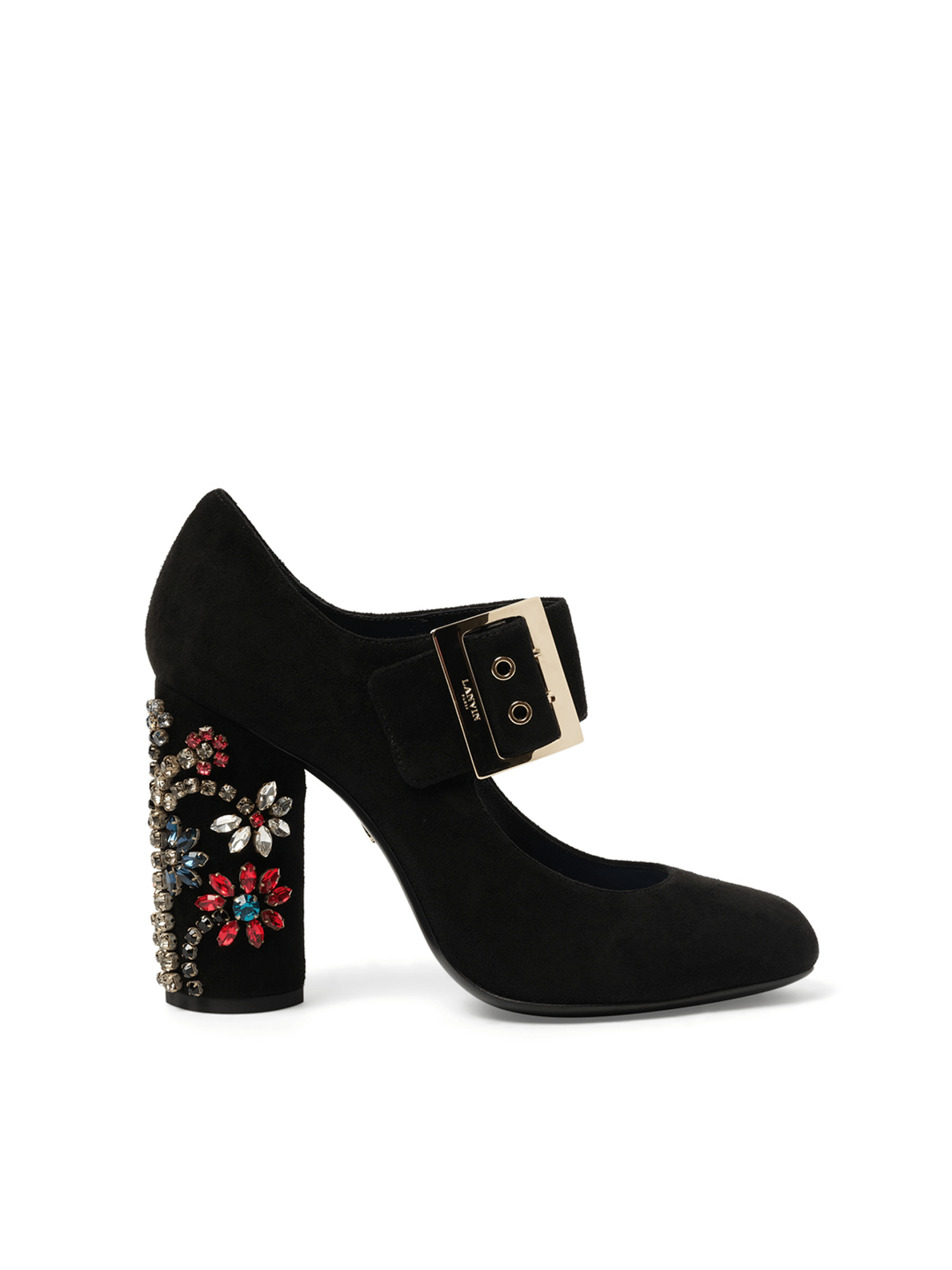 Image of Flats. Productname: LANVIN Emb Mary Jane Pump in Black colour by brand - LANVIN
