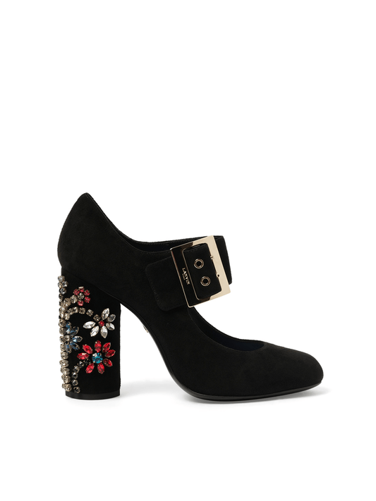 Image of Flats. Productname: LANVIN Emb Mary Jane Pump in Black colour by brand - LANVIN