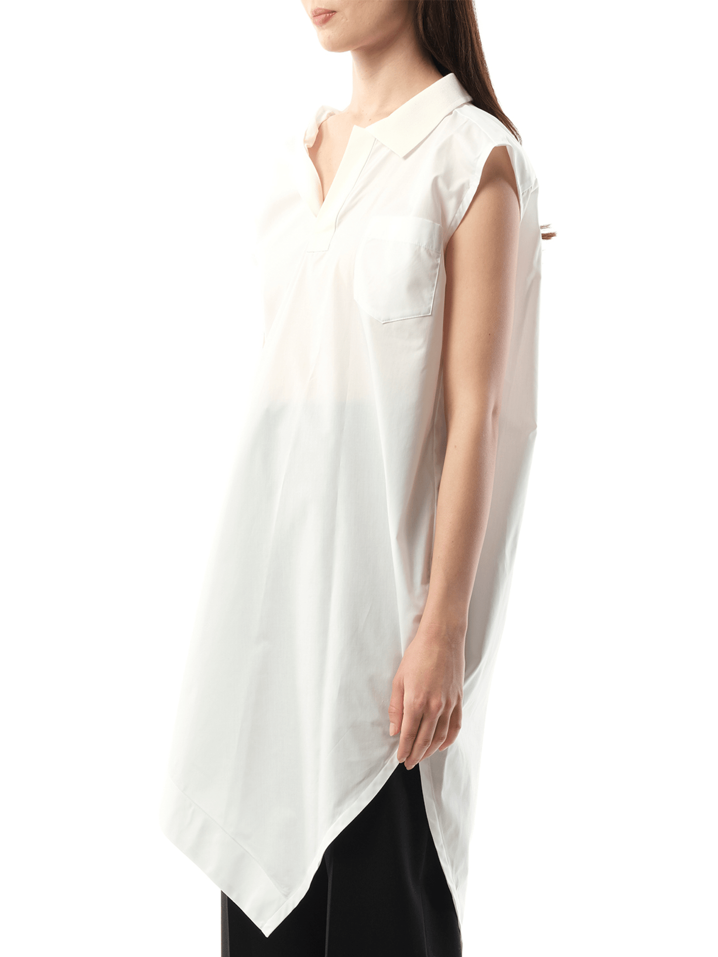 SACAI Cotton Poplin Polo Shirt (White)