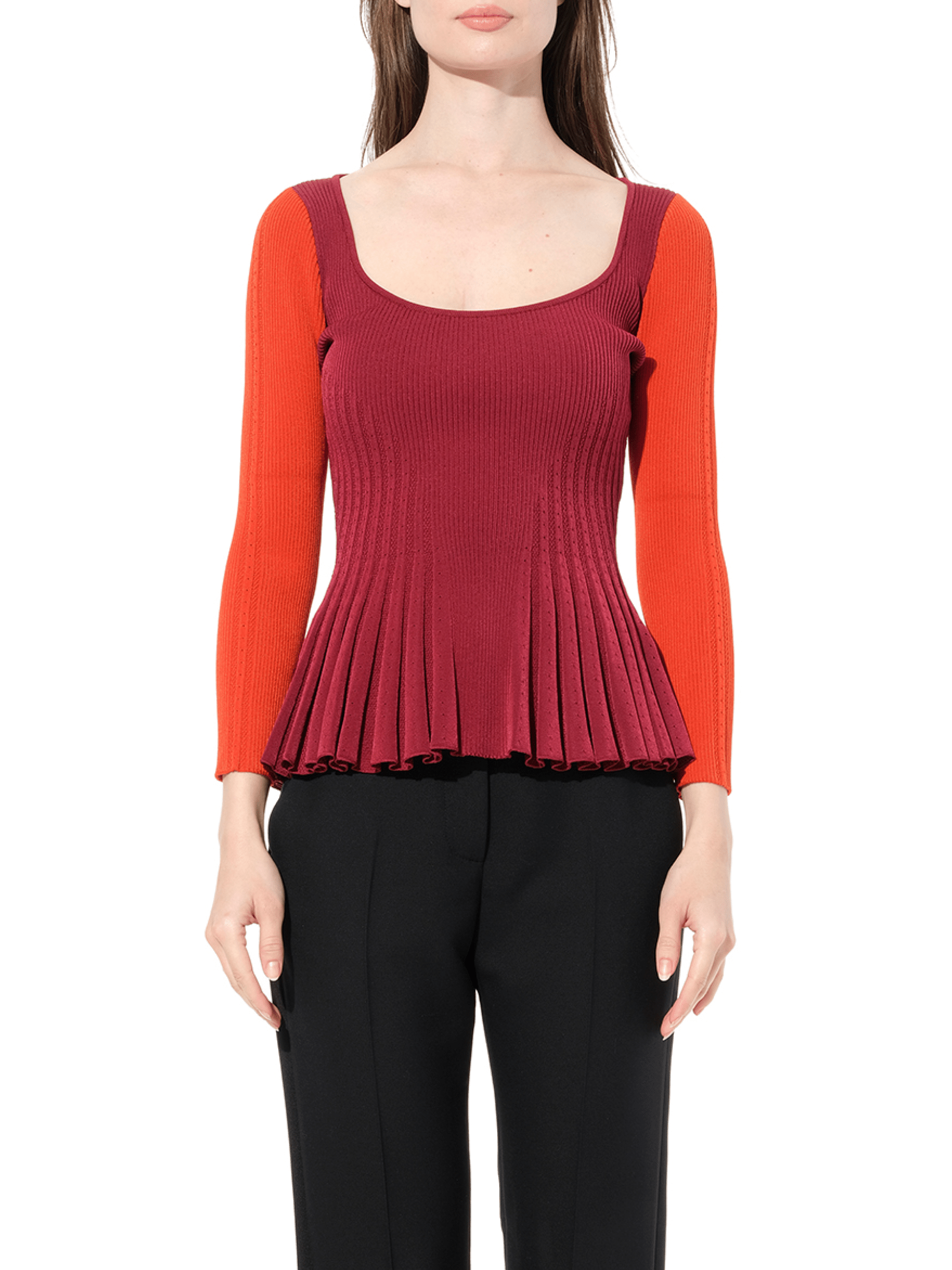 Image of a model wearing Outerwear. Productname: ALEXANDER MCQUEEN Scoop Knitwear in PINK colour by brand - ALEXANDER MCQUEEN