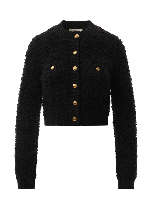 CHLOE Tweed Knit Cardigan (Black)