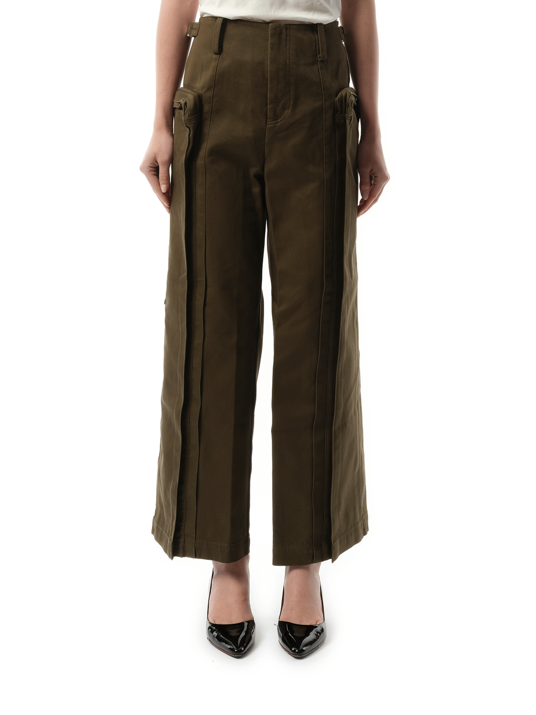 Image of a model wearing Pants. Product name - Oversized Cargo Pants in Green colour by brand - FAX COPY EXPRESS
