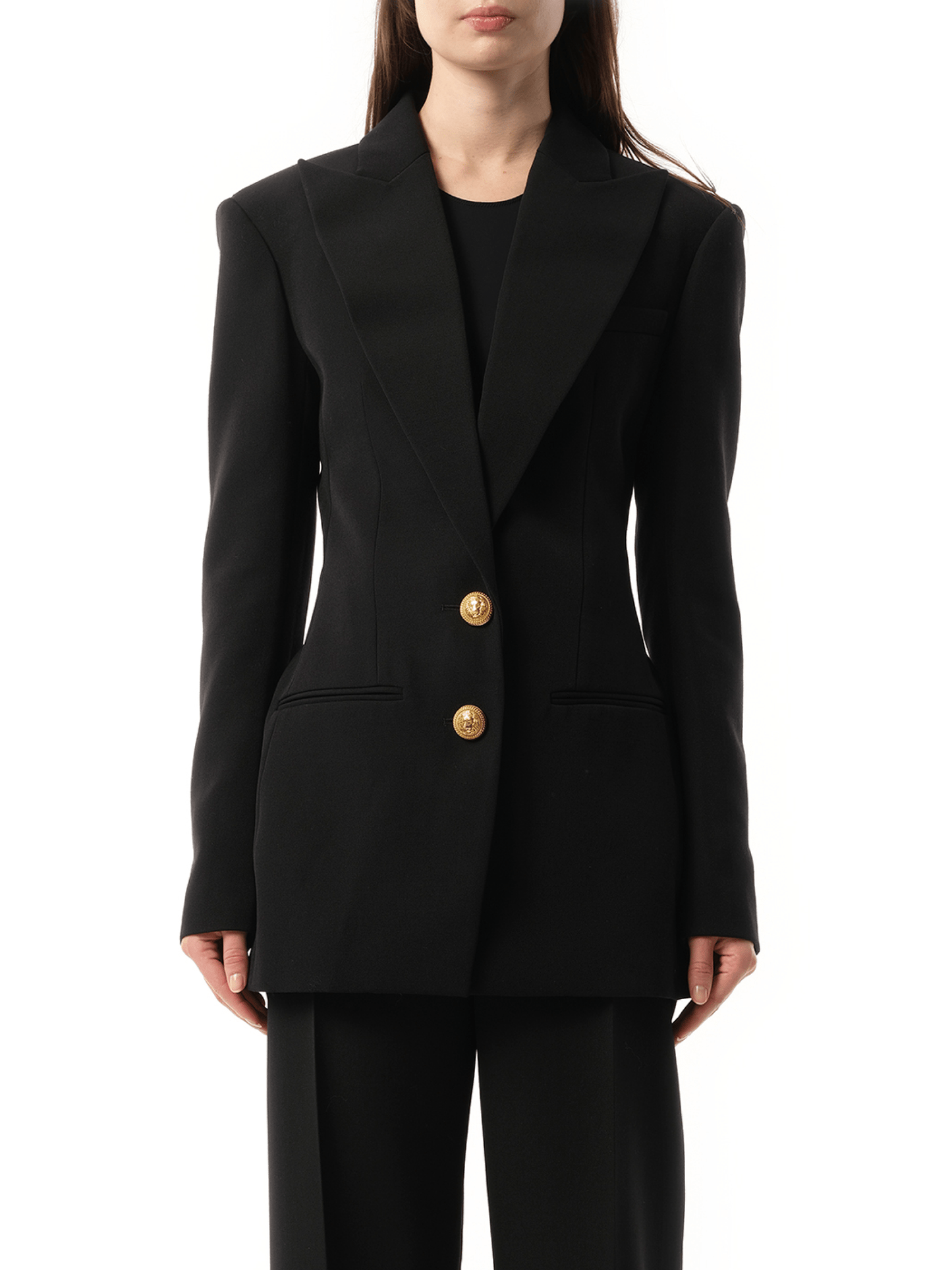 Image of Coats & Jackets. Productname: BALMAIN 2 BTN GDP Fitted Jacket in BLACK colour by brand - BALMAIN