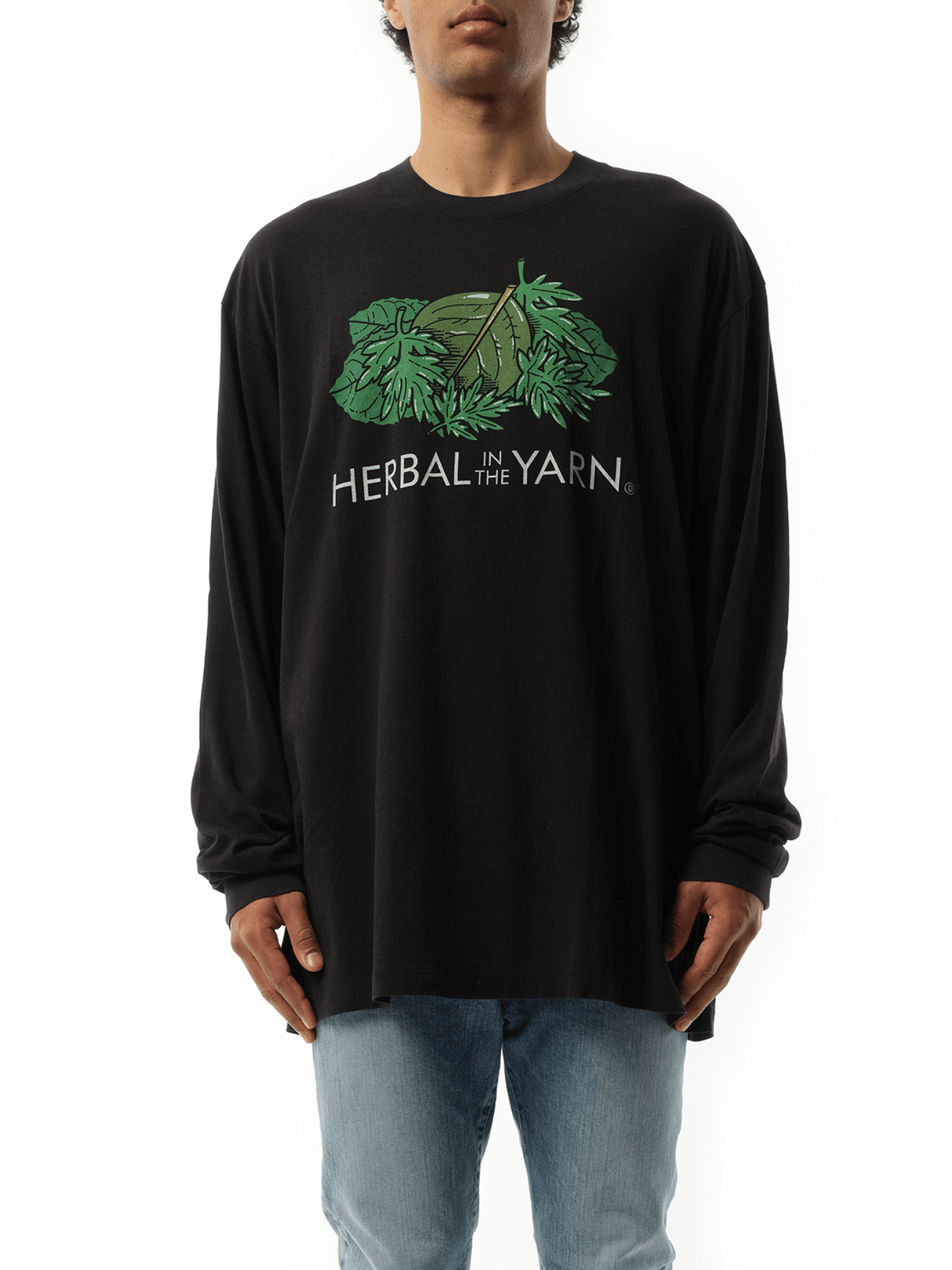 Image of a model wearing Tops. Productname: DOUBLET "Herbal in BLACK colour by brand - DOUBLET