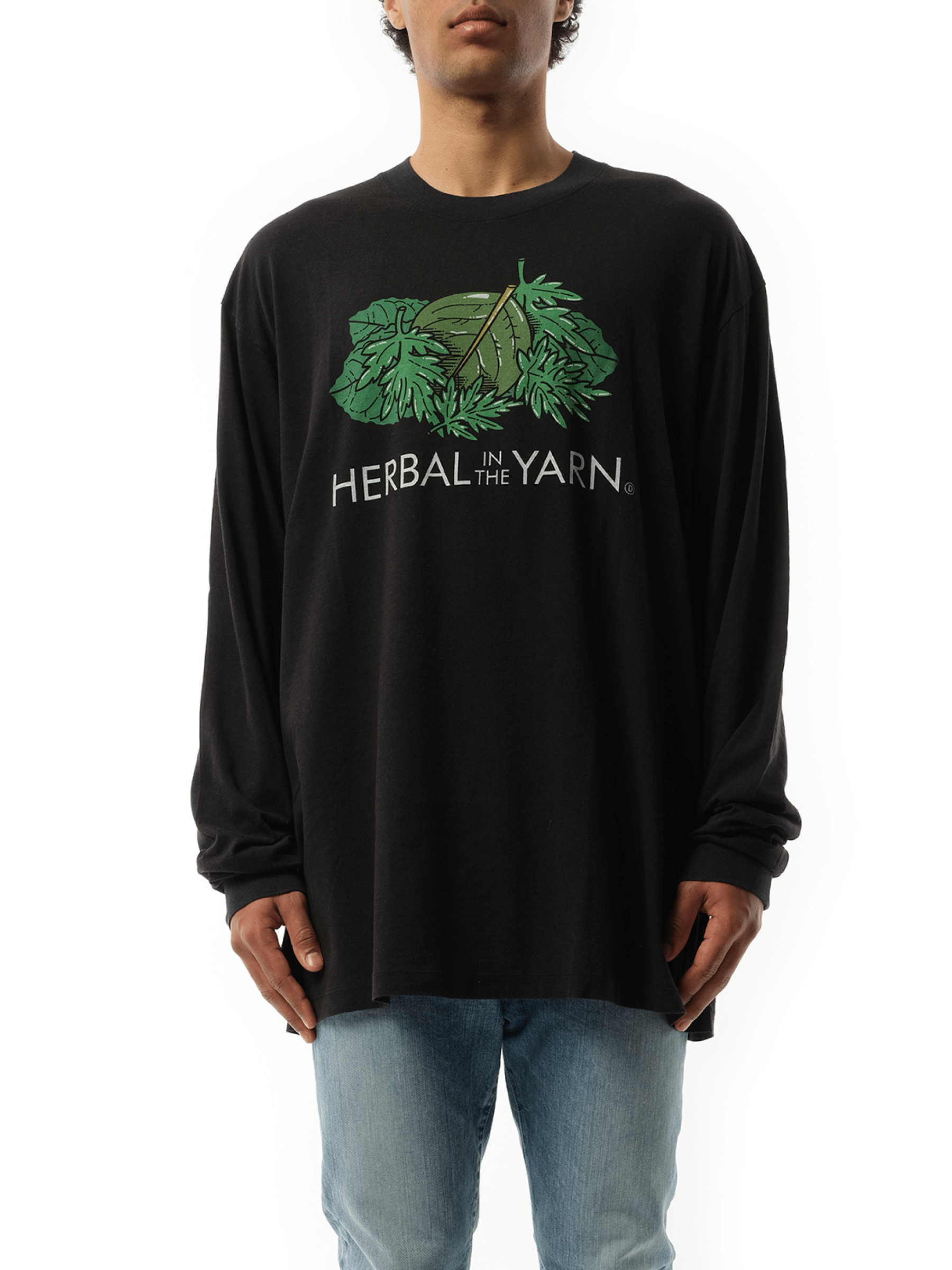 Image of a model wearing Tops. Productname: DOUBLET "Herbal in BLACK colour by brand - DOUBLET
