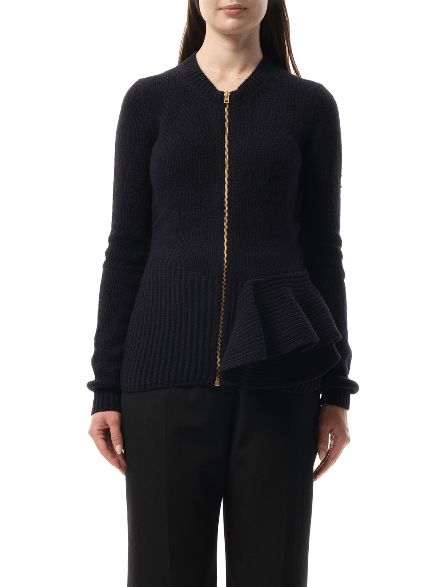 Image of a model wearing Outerwear. Productname: LANVIN Knitted Jacket in Blue colour by brand - LANVIN