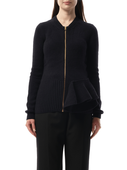 Image of a model wearing Outerwear. Productname: LANVIN Knitted Jacket in Blue colour by brand - LANVIN