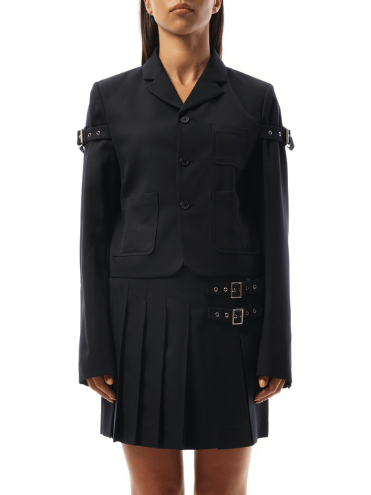 Image of Coats & Jackets. Productname: WE11DONE Jacket With Sleeve Strap Detail in NAVY colour by brand - WE11DONE