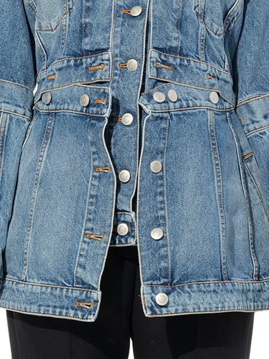 ALEXANDER MCQUEEN Slash Denim Jacket (Blue)
