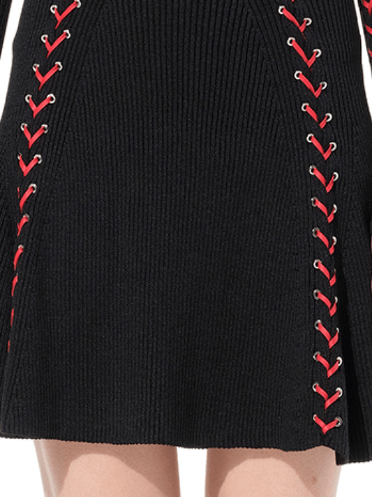 ALEXANDER MCQUEEN Knit Dress (Black Red)