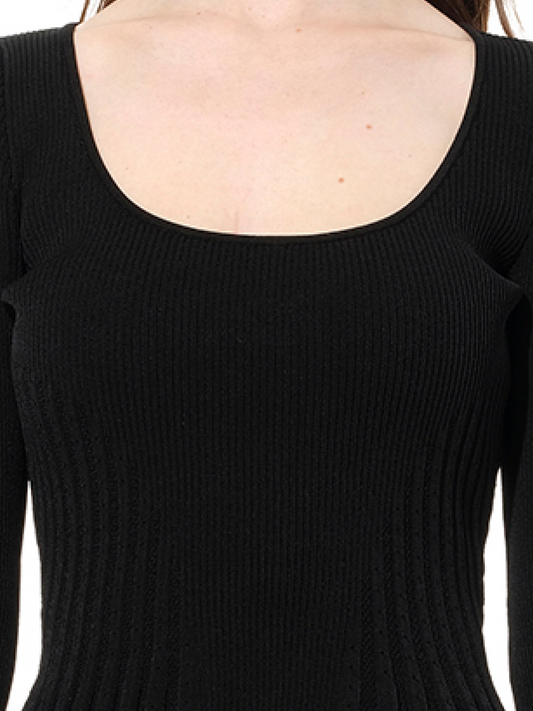 ALEXANDER MCQUEEN Scoop Pleated Knitwear (Black)