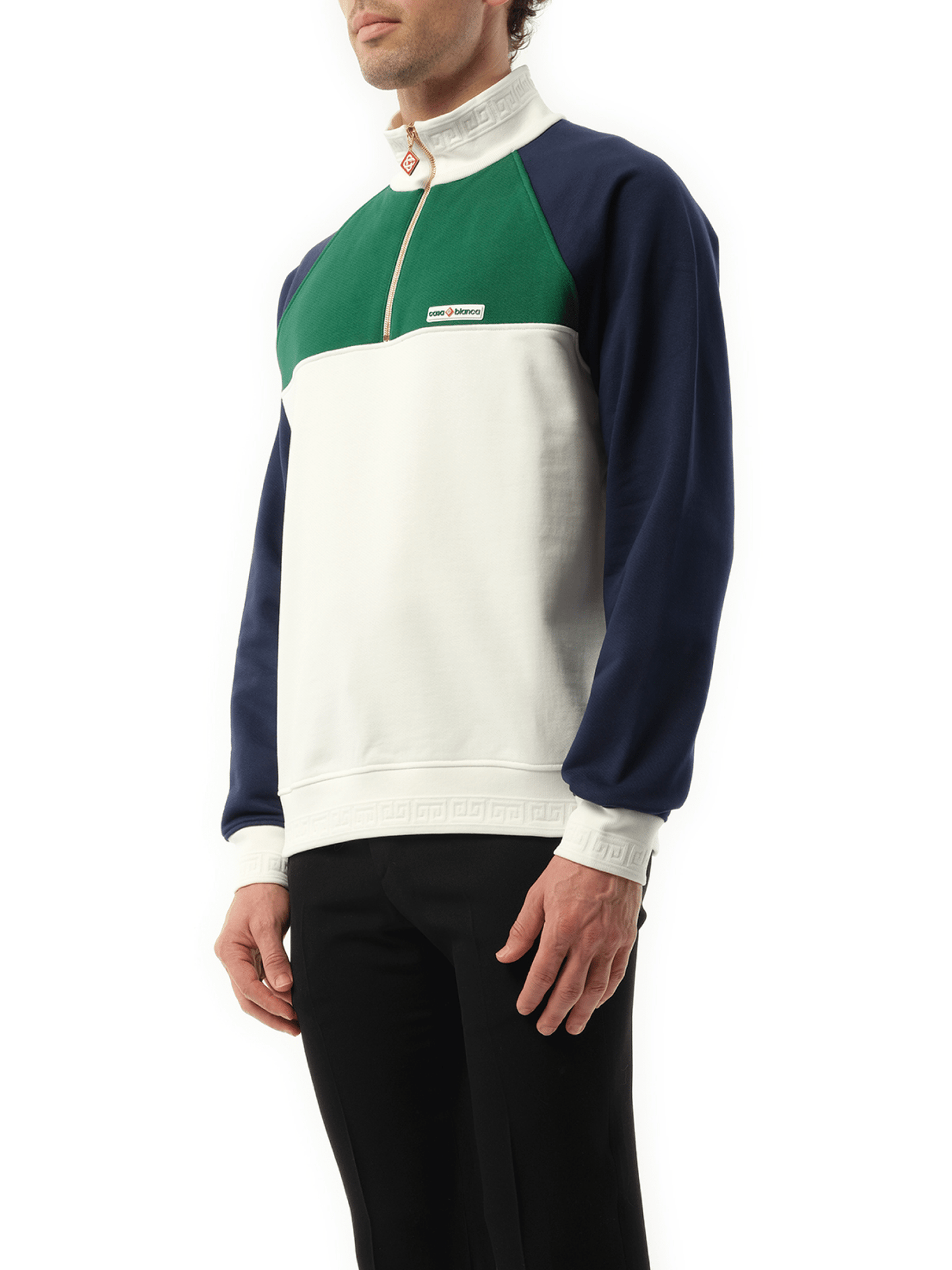 CASABLANCA Quarter Zip Colourblock Sweatshirt (Green)